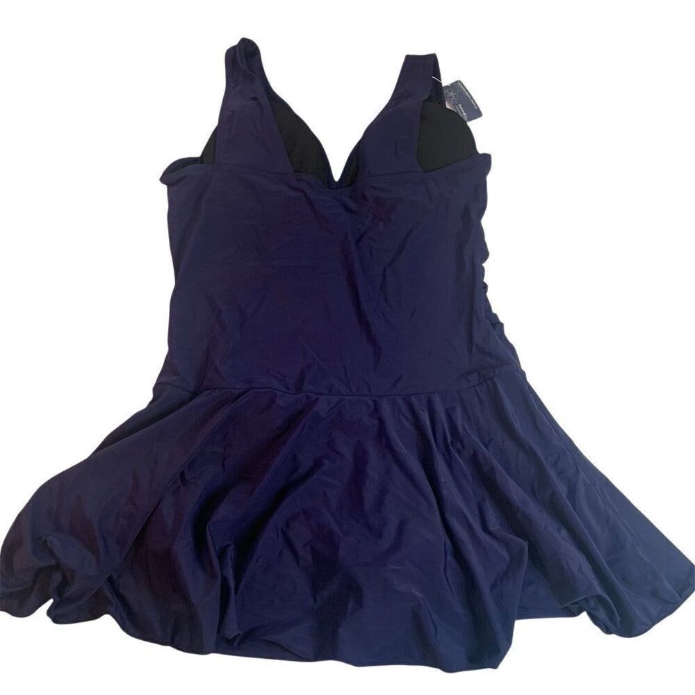 Summer Mae Women's Swimdress 2XL Blue Tummy Control Padded Bra - Picture 2 of 10